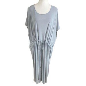 COS GREY ACETATE BLEND RELAXED DRAWSTRING GATHERED UTILITY DRESS - M